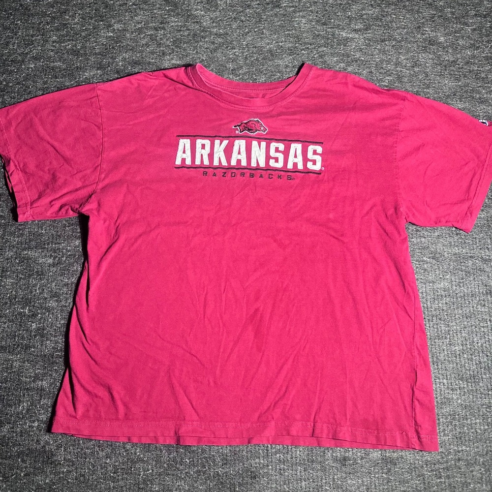 Champion Arkansas Razorbacks T-Shirt Mens 2XL Red Short Sleeve Cotton (A30)